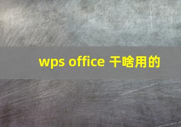 wps office 干啥用的